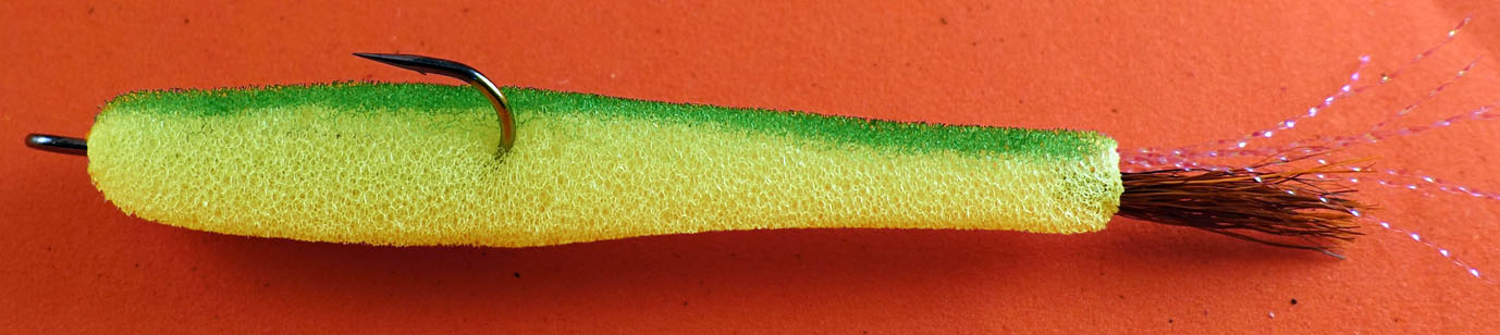 Поролоновая рыбка с открытым двойником желто-зеленая