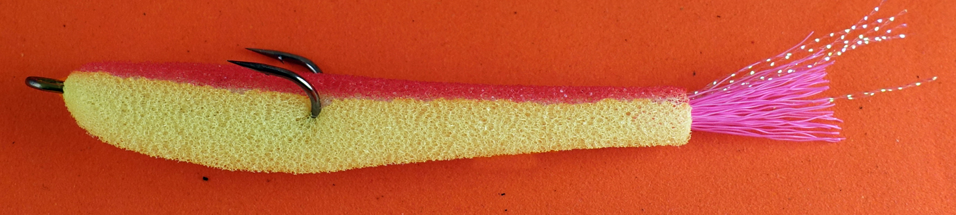 Поролоновая рыбка с открытым двойником желто-красная