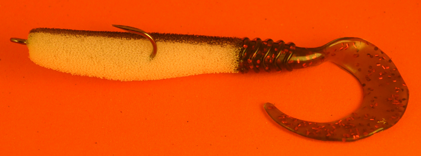 Поролоновая рыбка желто-черн с твистером Green